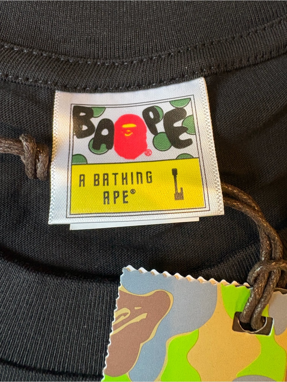 Bape Black Tee with Bright Blue Flame Ape Logo - Picture 9 of 11